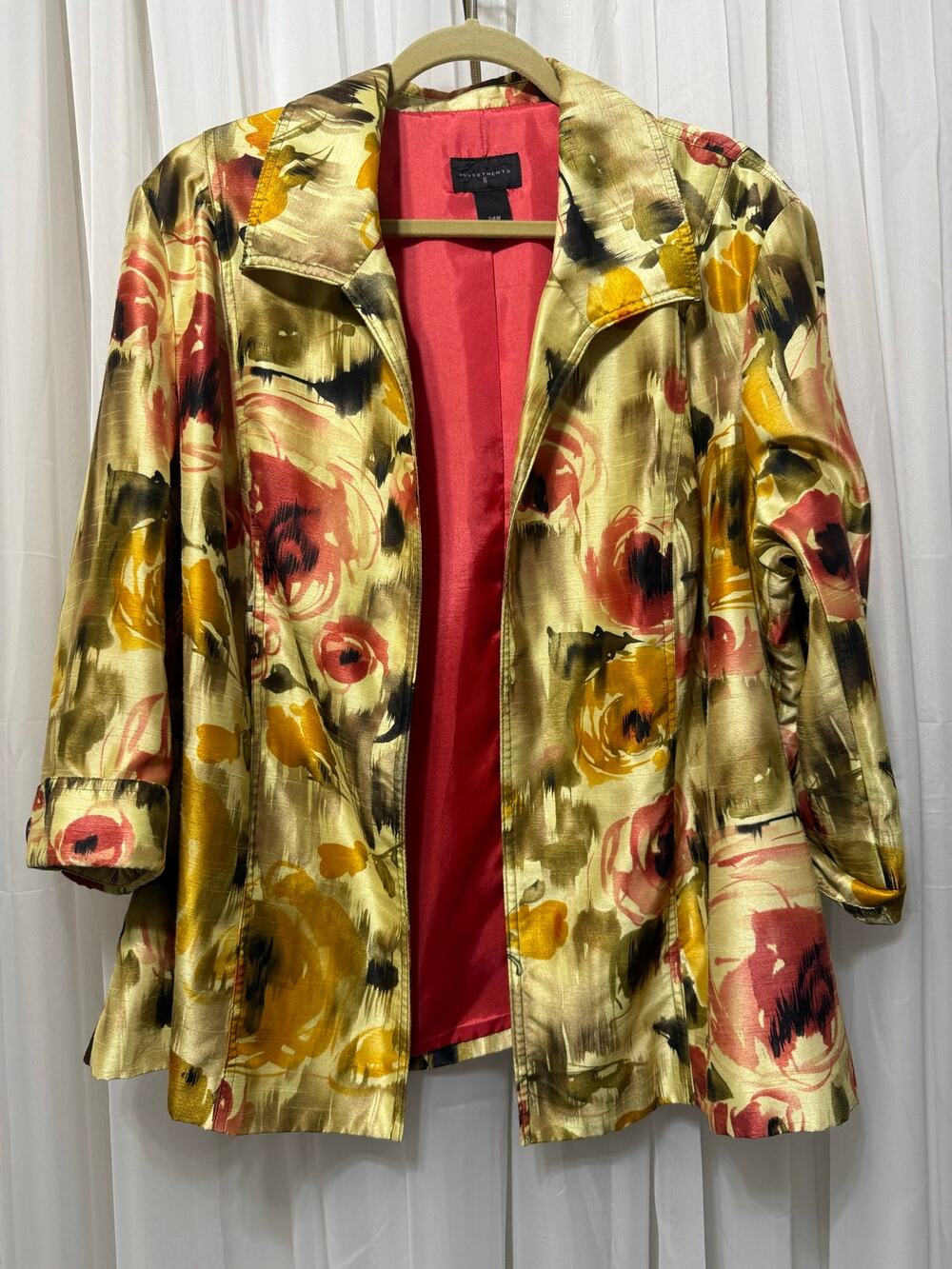 Investments II 24W Floral Open Front Blazer Jacket Plus Size